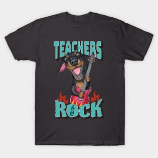 Funny Cute Doxie  Dachshund Dog Teachers Rock Fur Baby T-Shirt